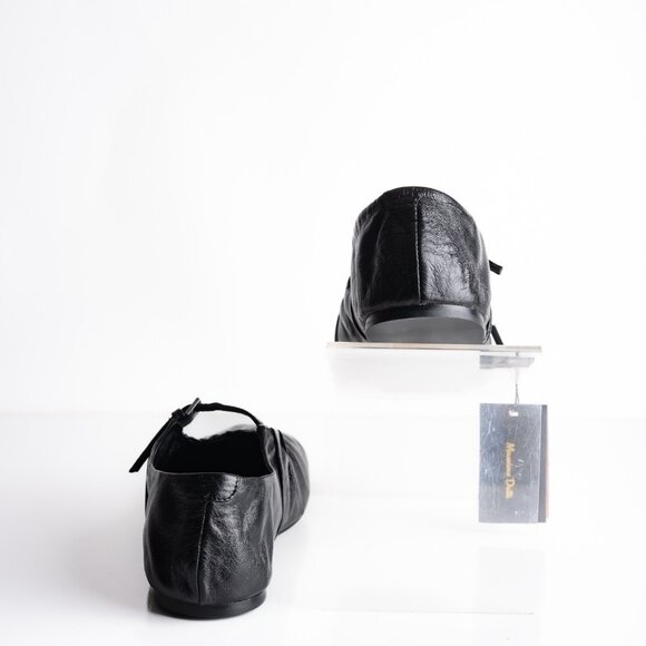 Massimo Dutti Soft Leather Ballet Flats Mary Janes Black US 9 EU 40 NWB 1578/450 - Picture 6 of 10